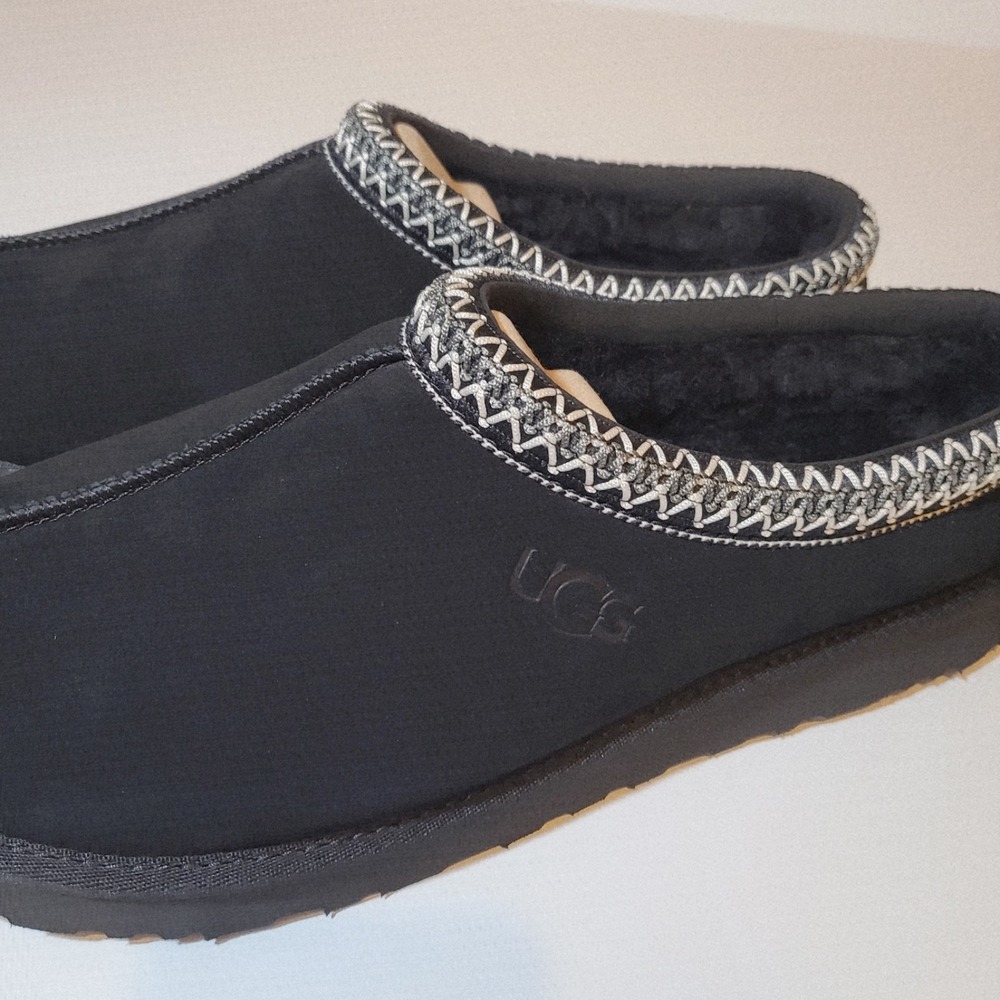 UGG Tasman Slipper Black Men's Slip On Suede Sheepskin Lined SZ US 12 NEW